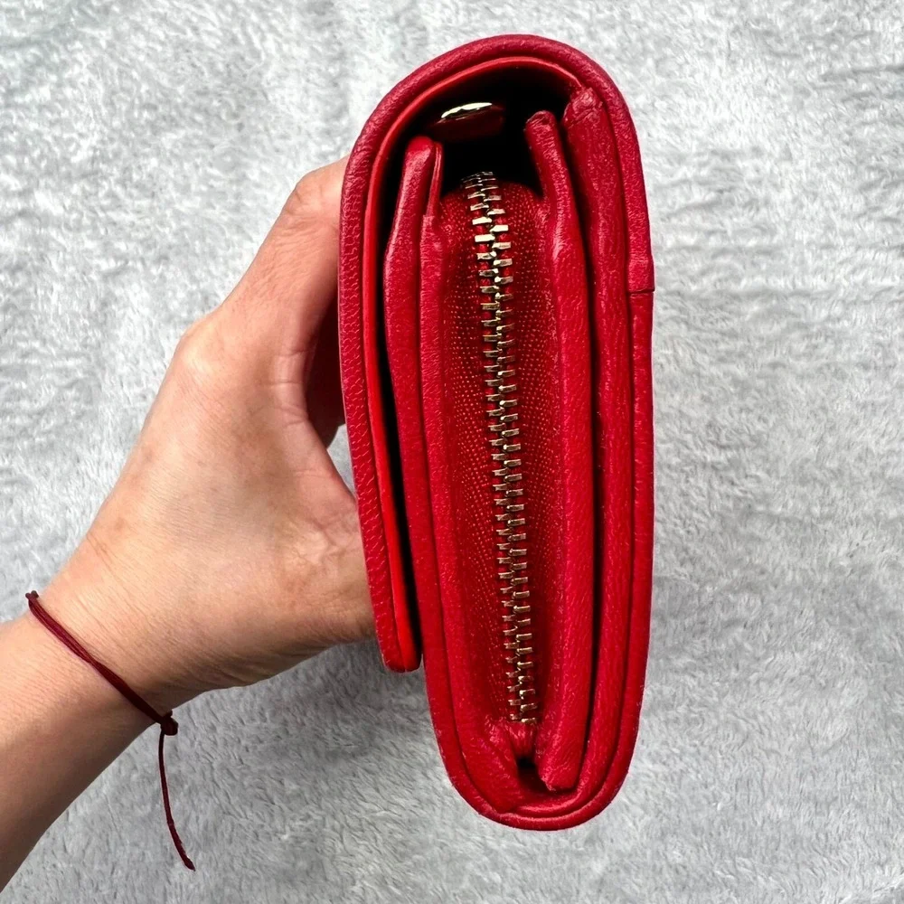Christian Dior Lady Dior Women Wallet‎ Red Cannage Leather Without Strap Quilted